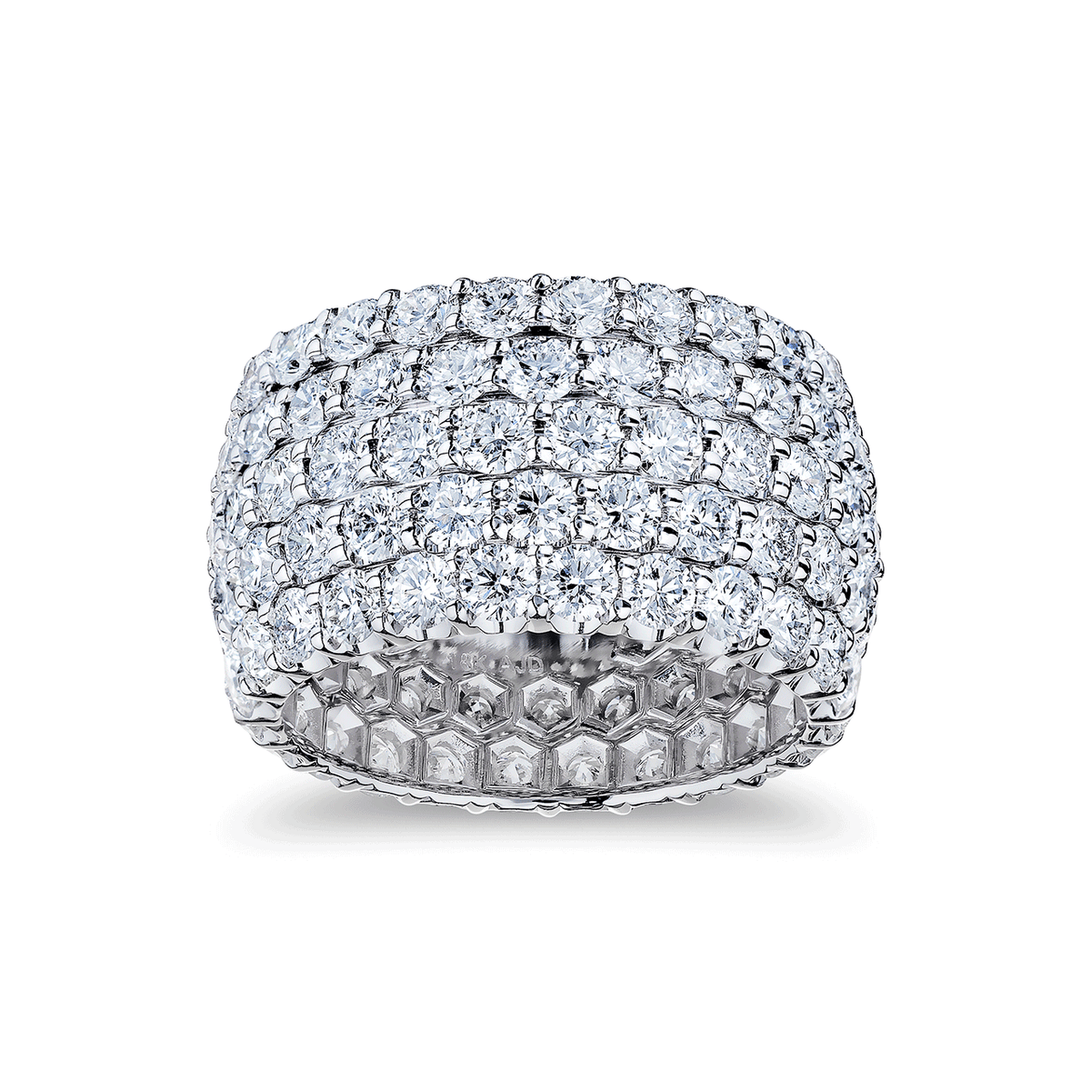 18k White Gold and 8.40 Total Weight Diamond Five Row Band
