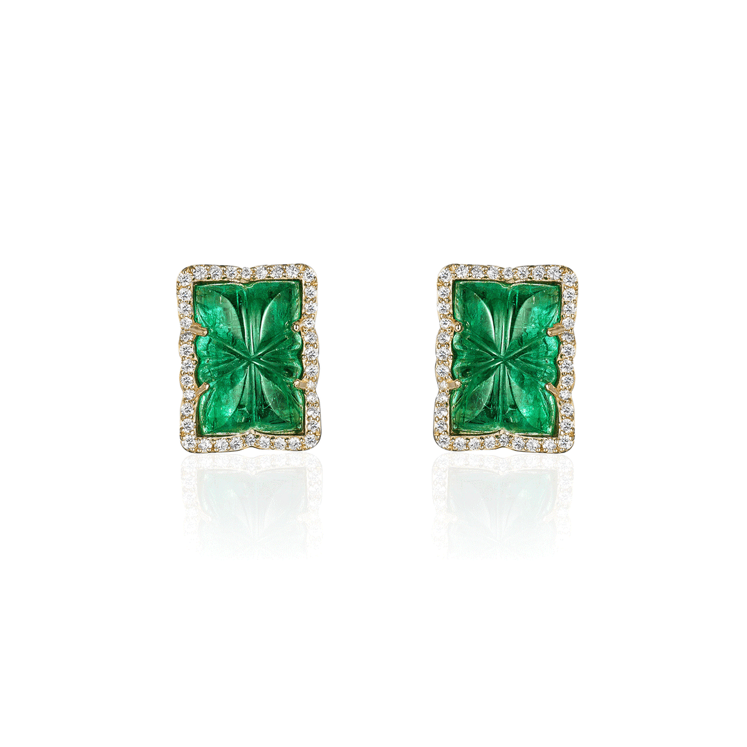 Goshwara G-One 18k Yellow Gold and Emerald Earrings