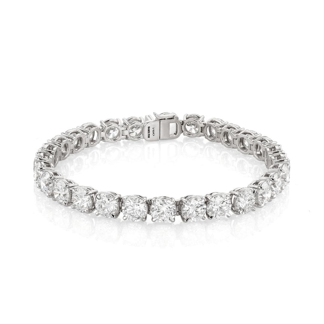 Hamilton Line Collection 18k White Gold and 22.43 Total Diamond Line Bracelet