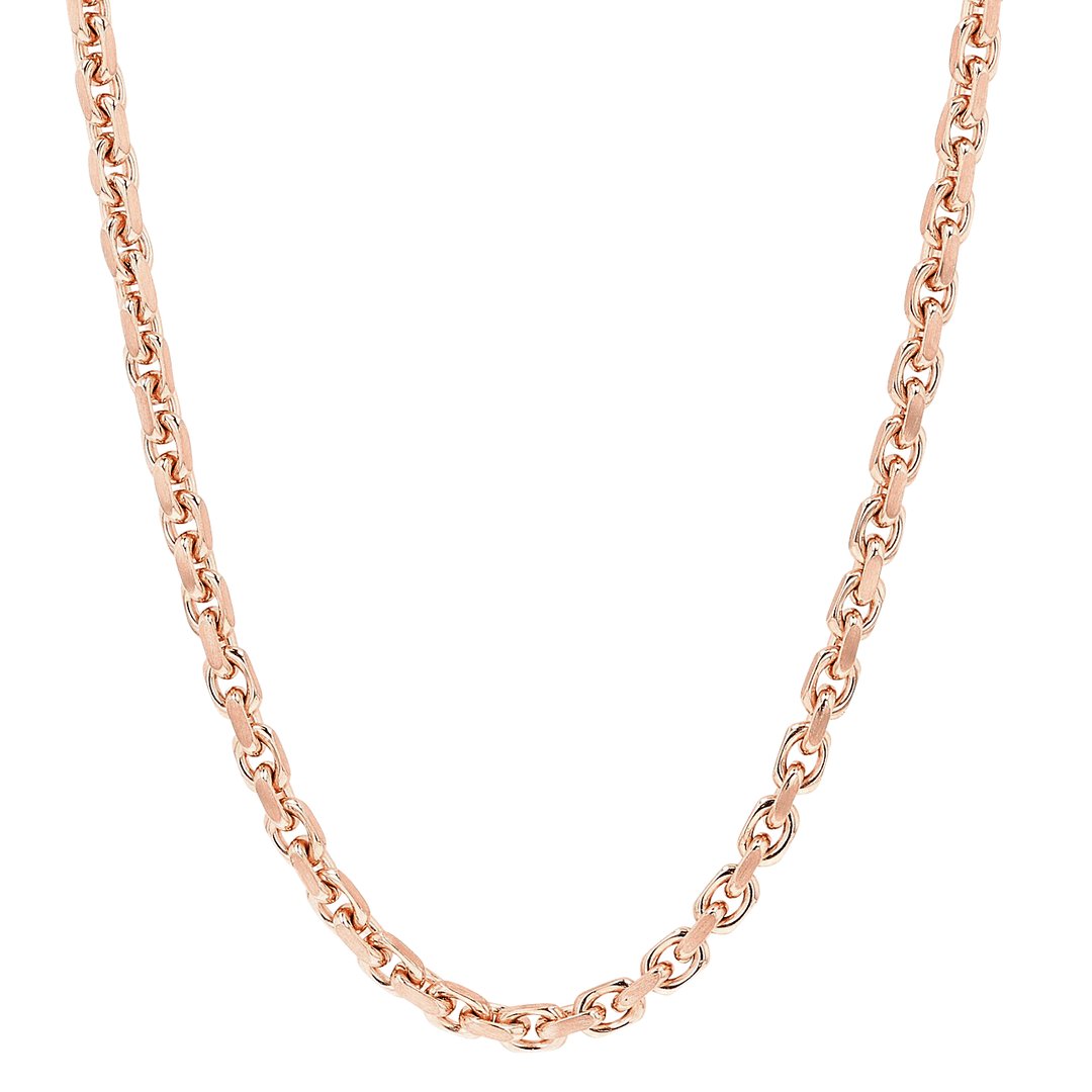 Hamilton Men's Collection 18k Rose Gold 3.9mm Flat Edge Solid Link Necklace 20 Inch