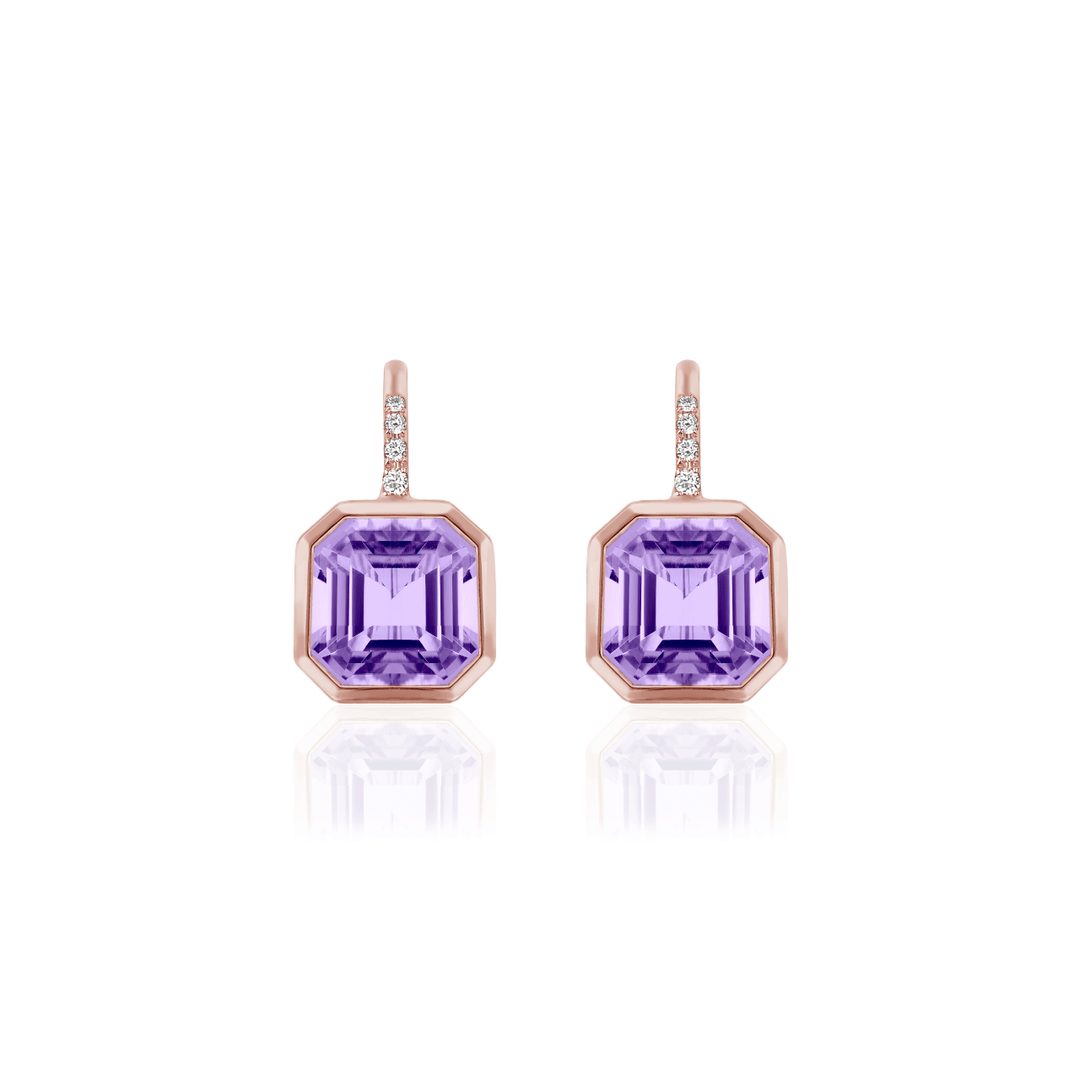 Goshwara Gossip 18k Rose Gold Amethyst and Diamond Earrings