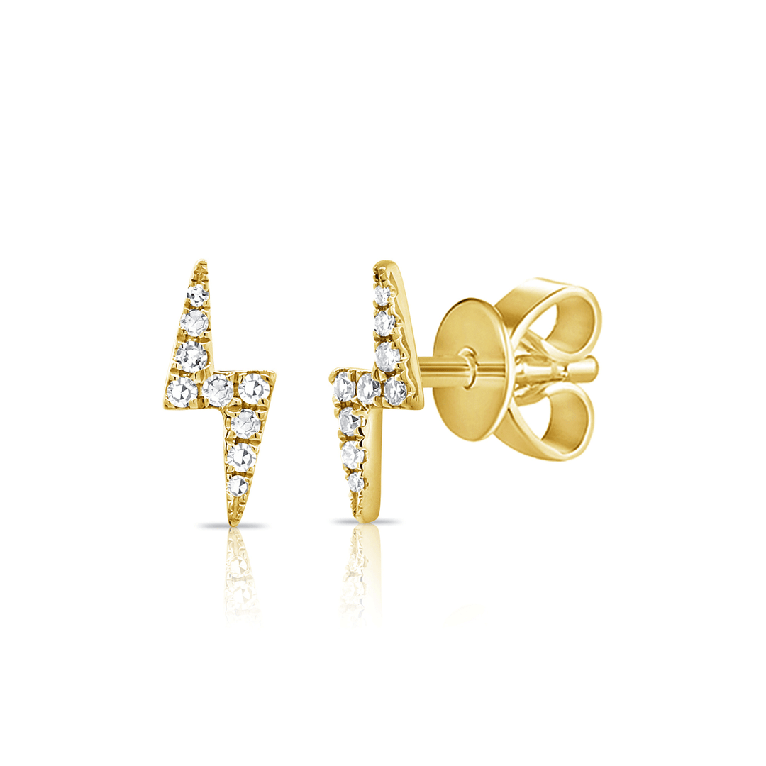 14k Yellow Gold and Diamond .10 Total Weight Bolt Studs