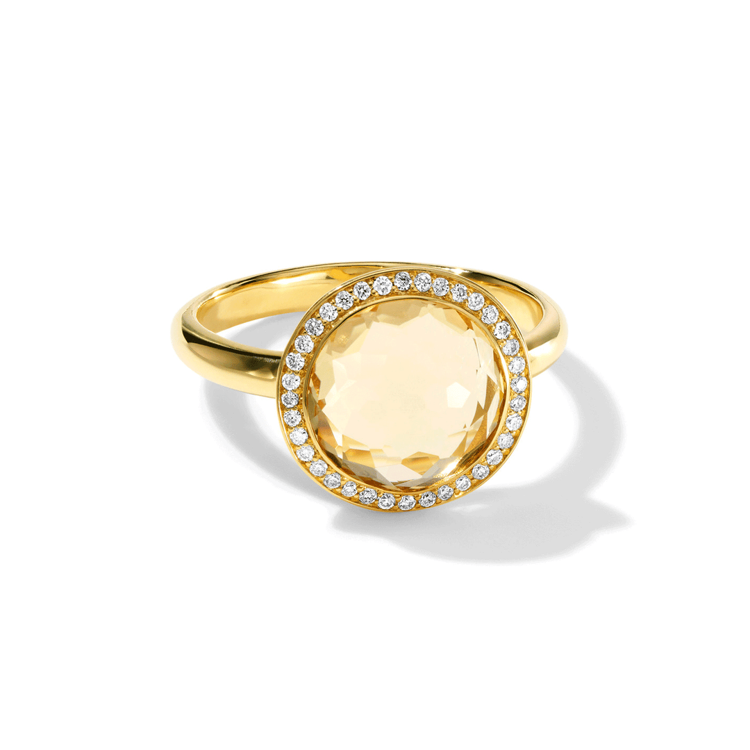 Ippolita Lollipop Honey Citrine Lollitini Ring in 18k Yellow Gold with Diamonds