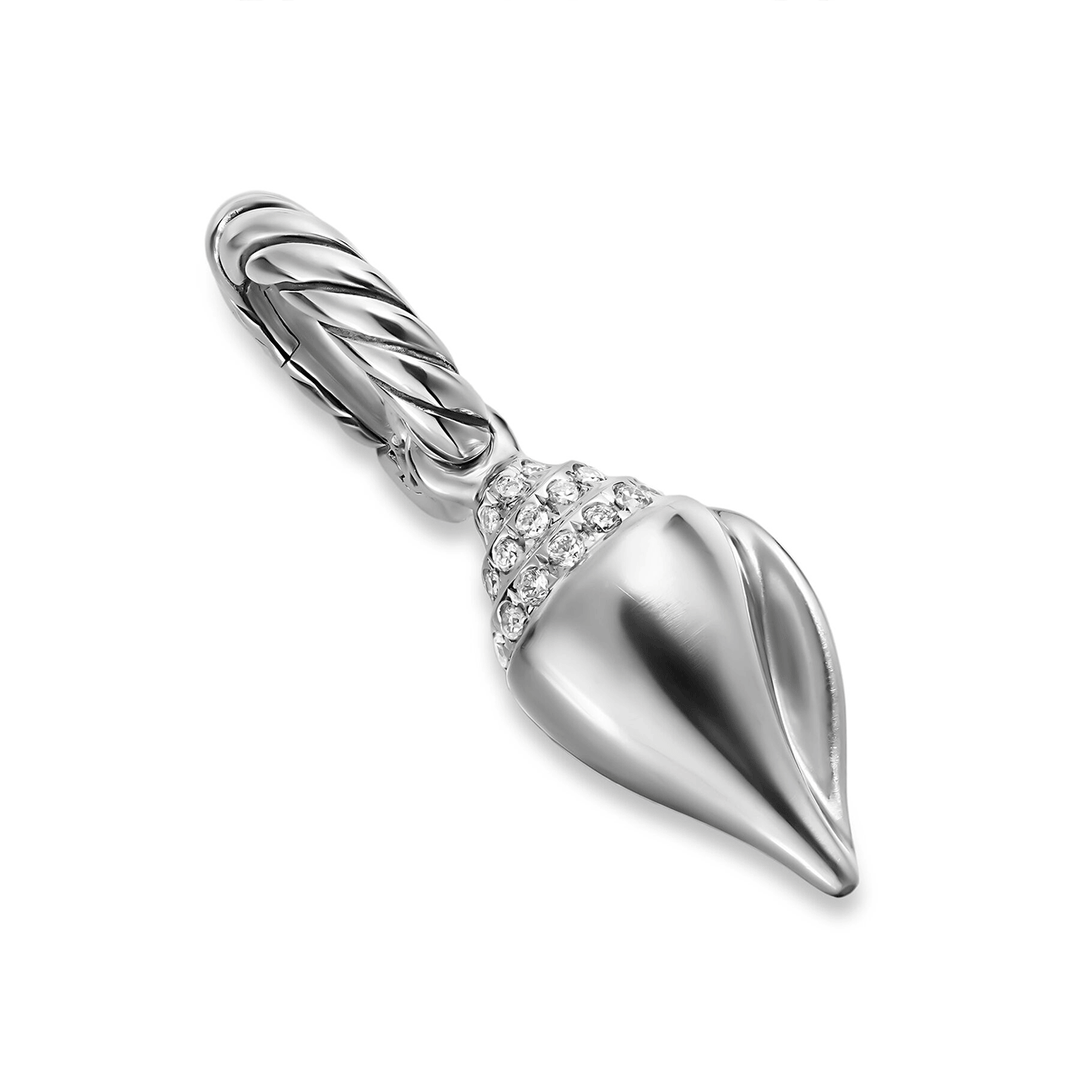 David Yurman Petite Pavé Shell Amulet Sterling Silver with Diamonds, 15mm