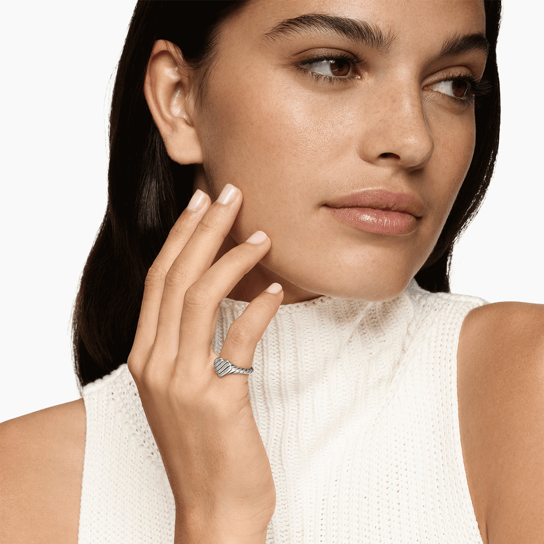 David Yurman Sculpted Cable Pinky Ring Sterling Silver, 10mm