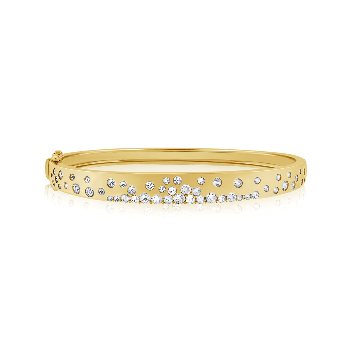 14k Yellow Gold and Scattered Diamond Bangle Bracelet