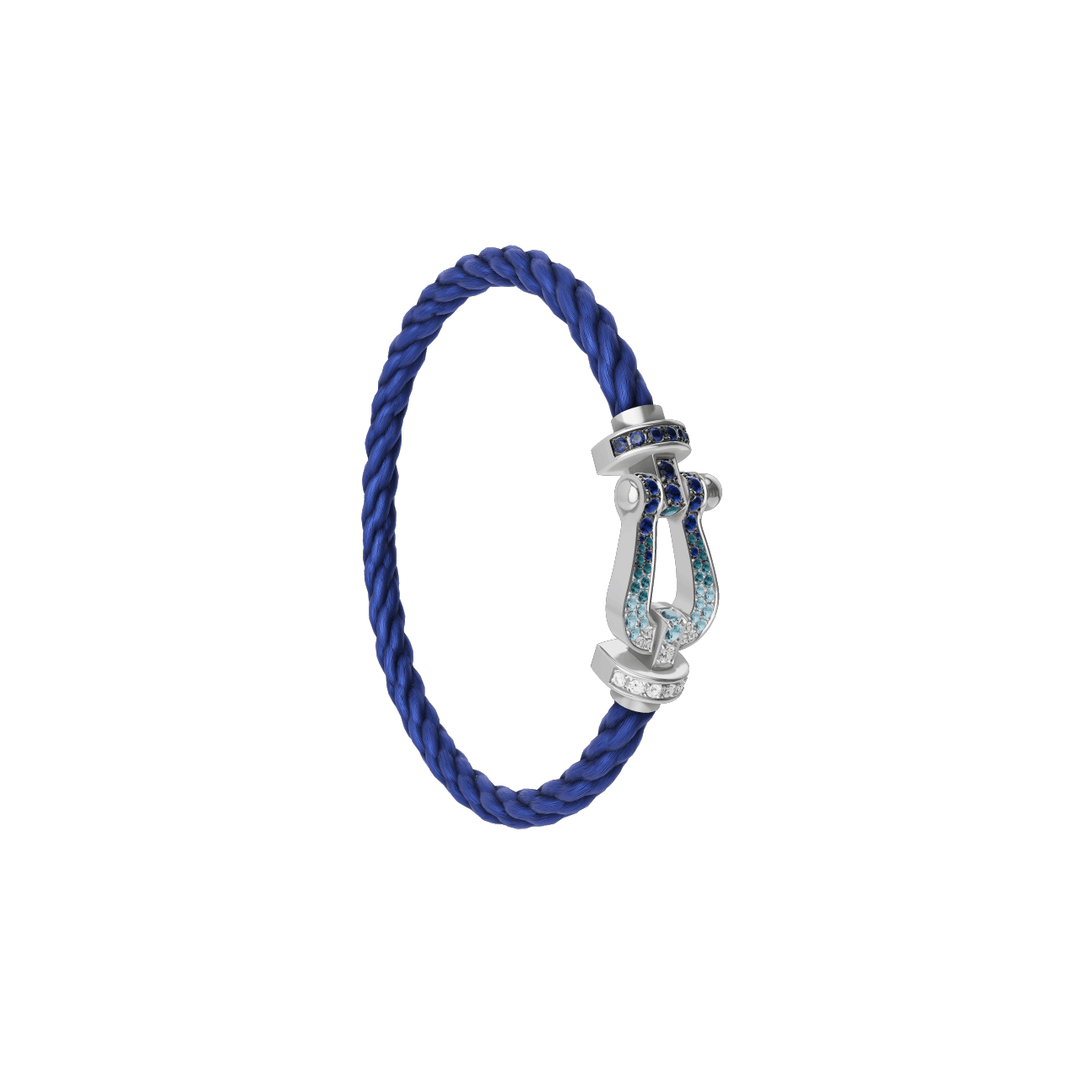 Fred FORCE 10 Indigo Blue Cable with 18k White Gold diamond paved and colored gem stones LG Buckle, Exclusively at Hamilton Jewelers