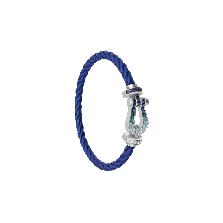 Fred FORCE 10 Indigo Blue Cable with 18k White Gold diamond paved and colored gem stones LG Buckle, Exclusively at Hamilton Jewelers