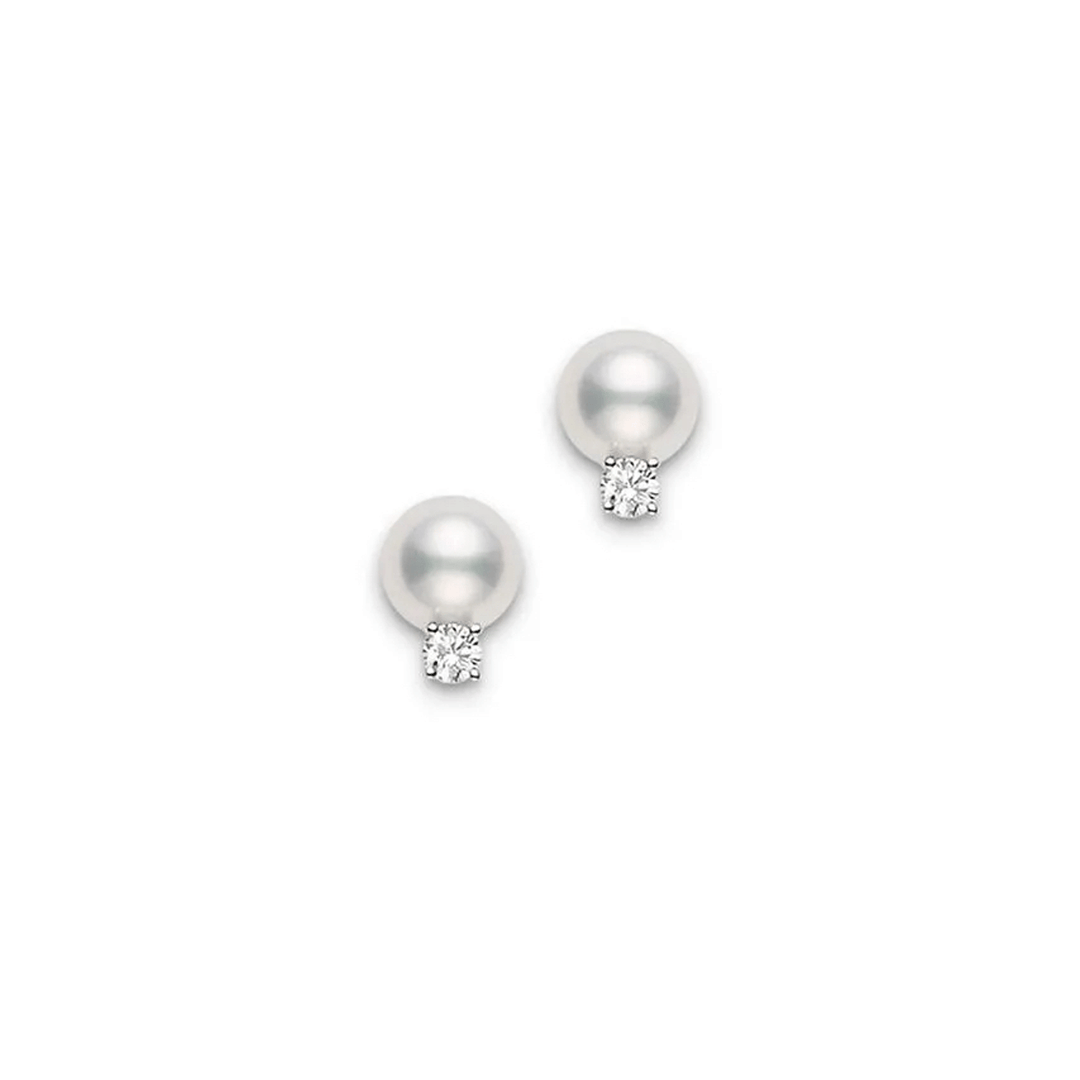 Mikimoto 18k White Gold Akoya Pearl 6.5mm Diamond Studs