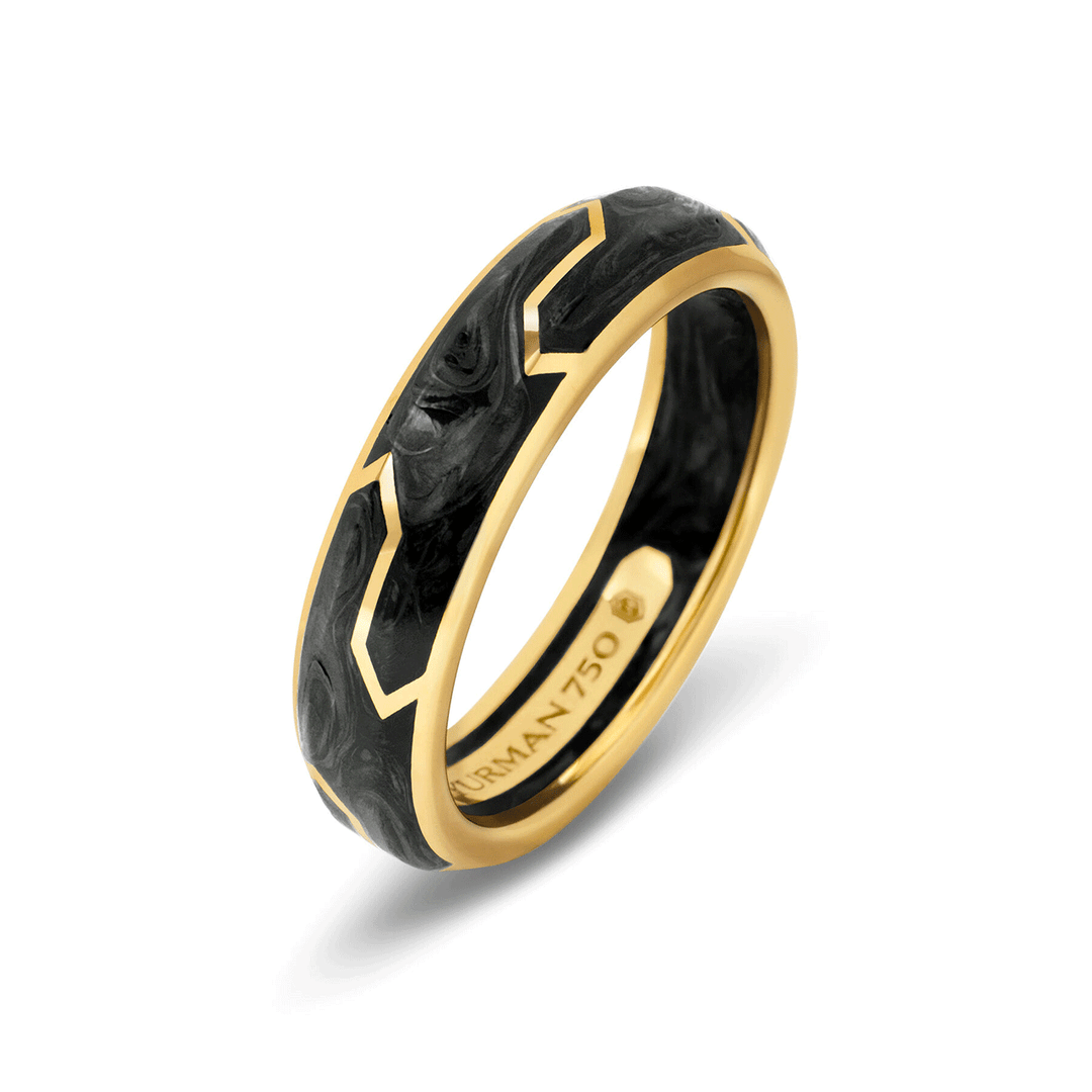 David Yurman Forged Carbon Band Ring 18K Yellow Gold, 6mm