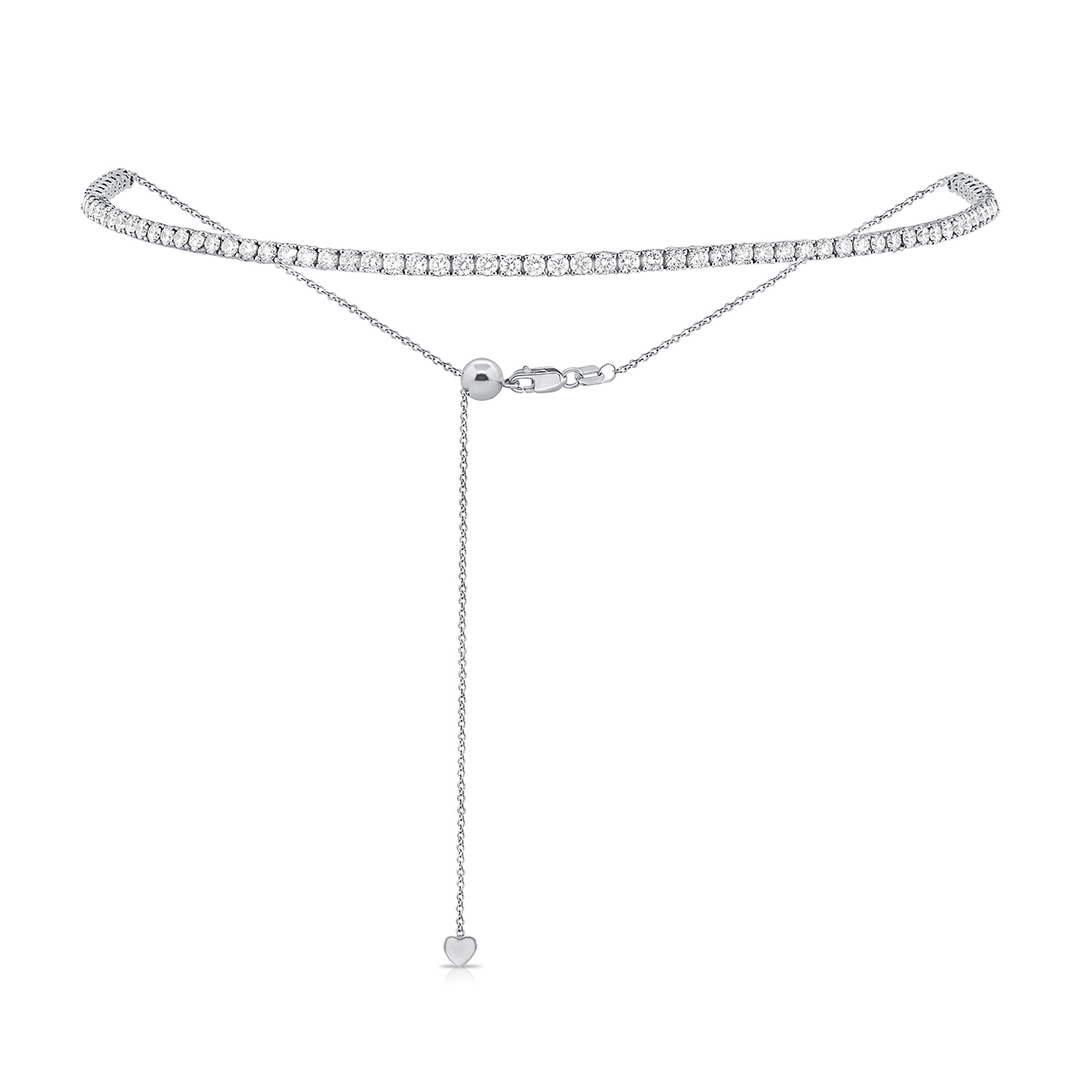 14k White Gold and Diamond 3.38 Total Weight Choker Necklace