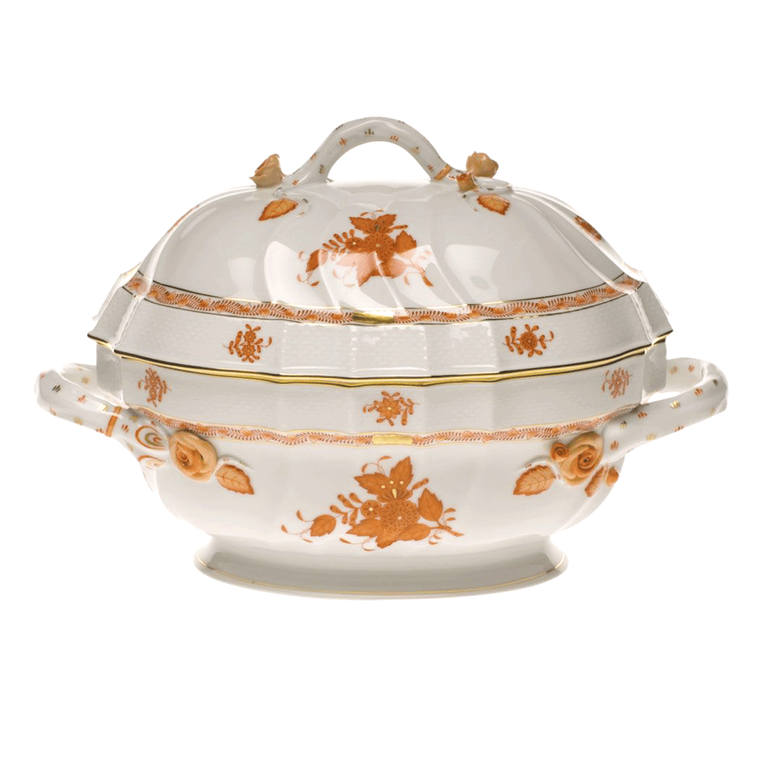 Herend Chinese Bouquet Rust Tureen with Branch