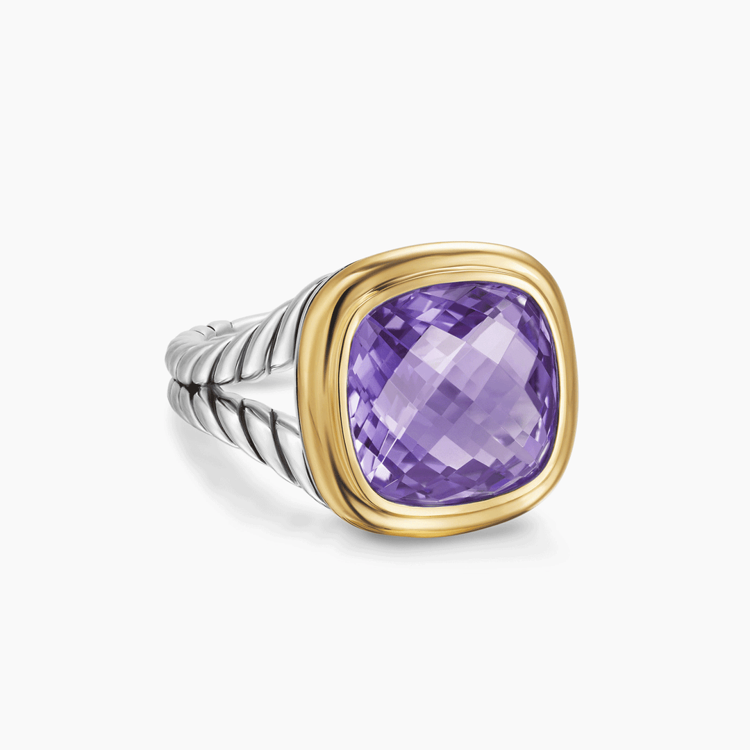 David Yurman Albion Ring Sterling Silver with 18K Yellow Gold and Amethyst, 11mm