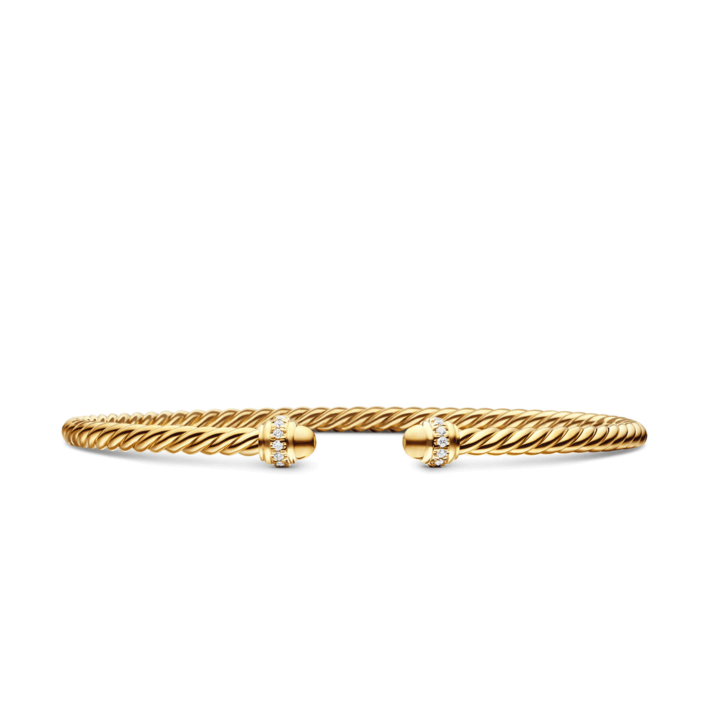 David Yurman Cable Spira Bracelet in 18k Yellow Gold with Diamonds, 3mm