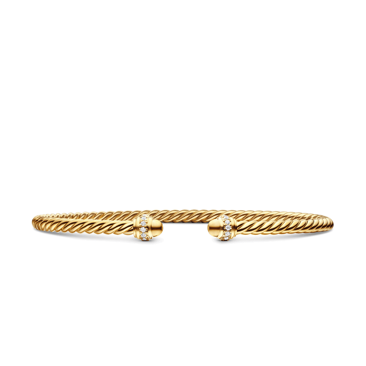 David Yurman Cable Spira Bracelet in 18k Yellow Gold with Diamonds, 3mm