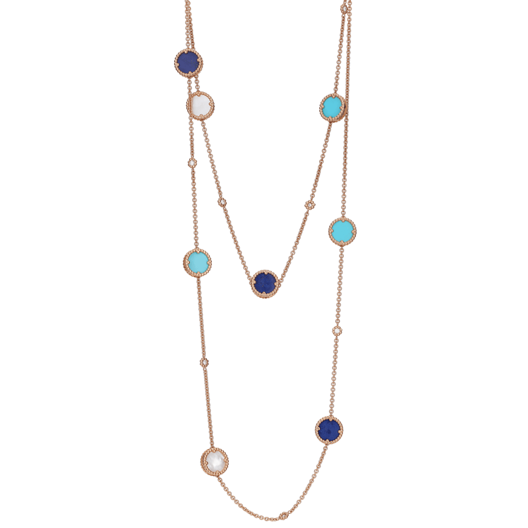 1970's 18k Gold Lapis and Turquoise Necklace