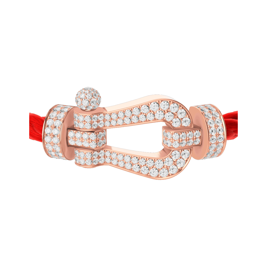 FRED Force 10 Red Cable with 18k Rose Gold Extra LG Full Pave Diamond Buckle, Exclusively at Hamilton Jewelers
