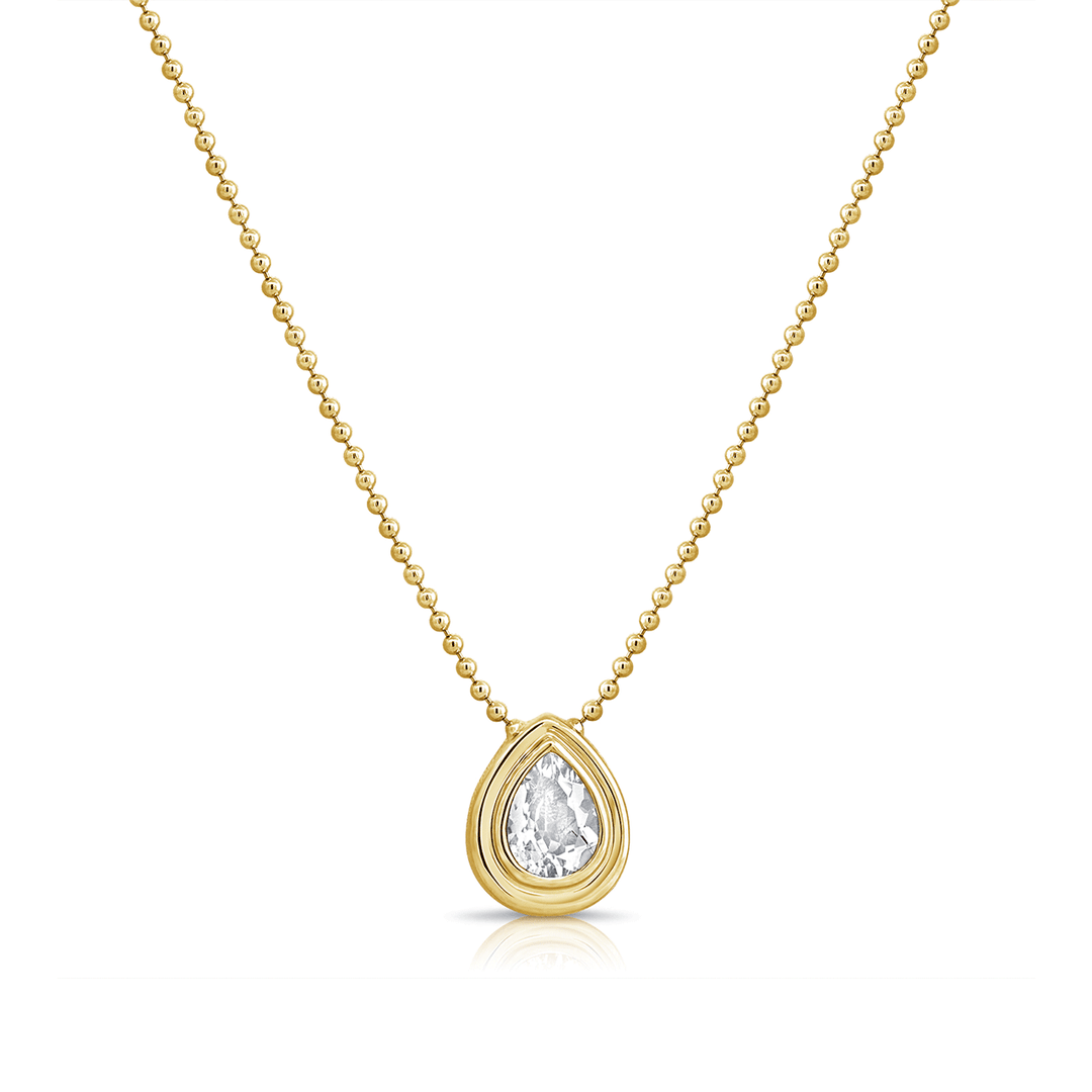 Hamilton Collection White Topaz Bezel Pendant set in 14K yellow Gold