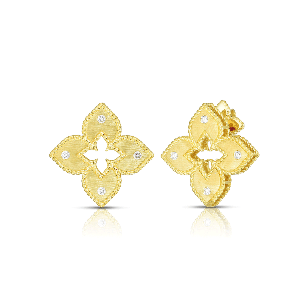 Roberto Coin Petite Venetian Princess Diamond Medium Flower Stud Earrings