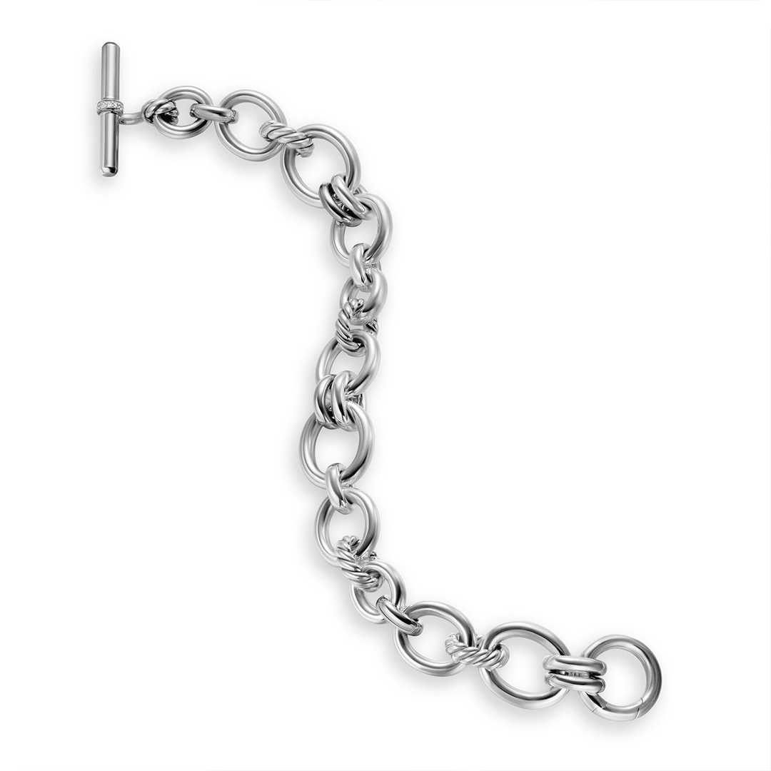 David Yurman DY Mercer® Chain Bracelet Sterling Silver with Diamonds, 8mm Medium