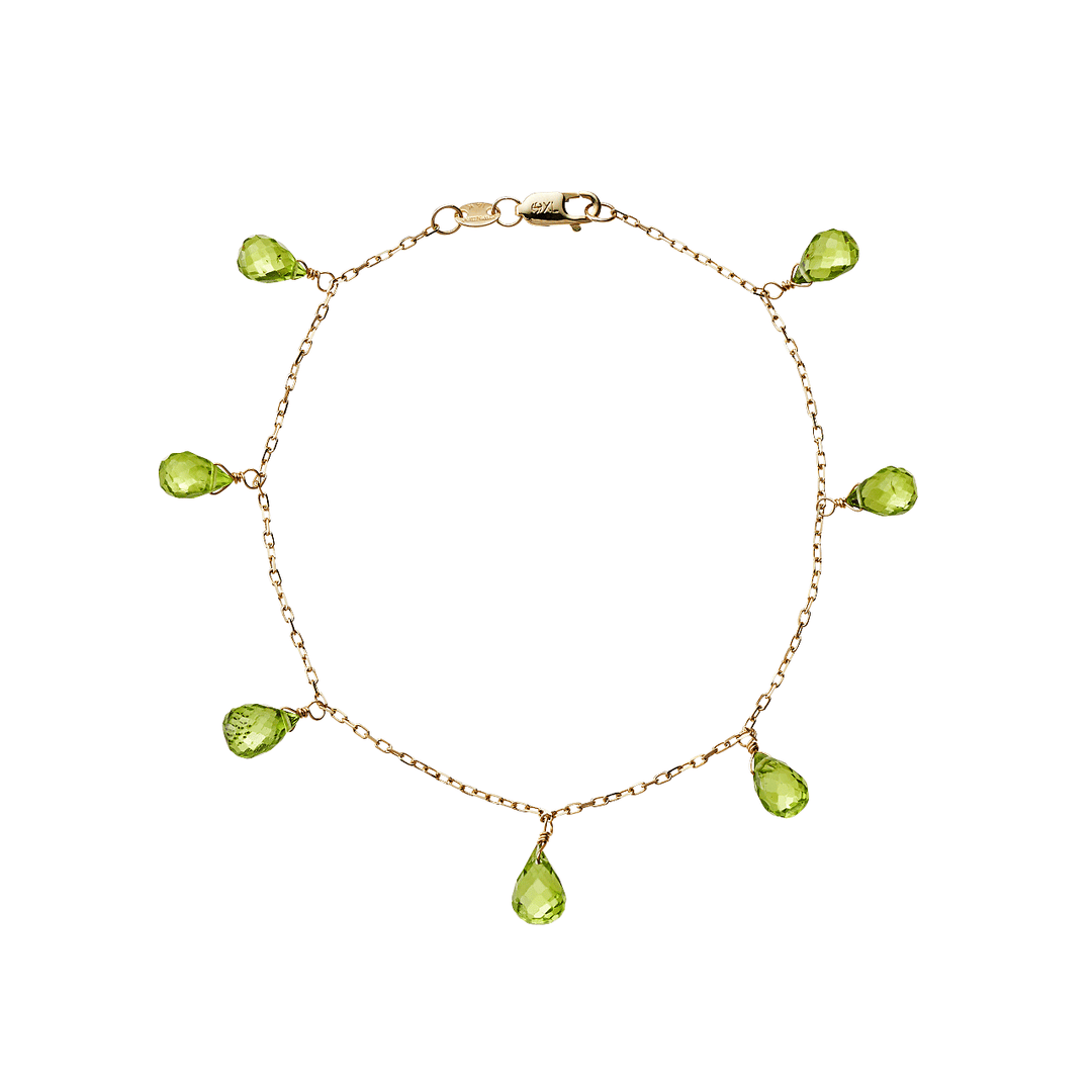 Calypso 14k Gold Peridot Drop Bracelet