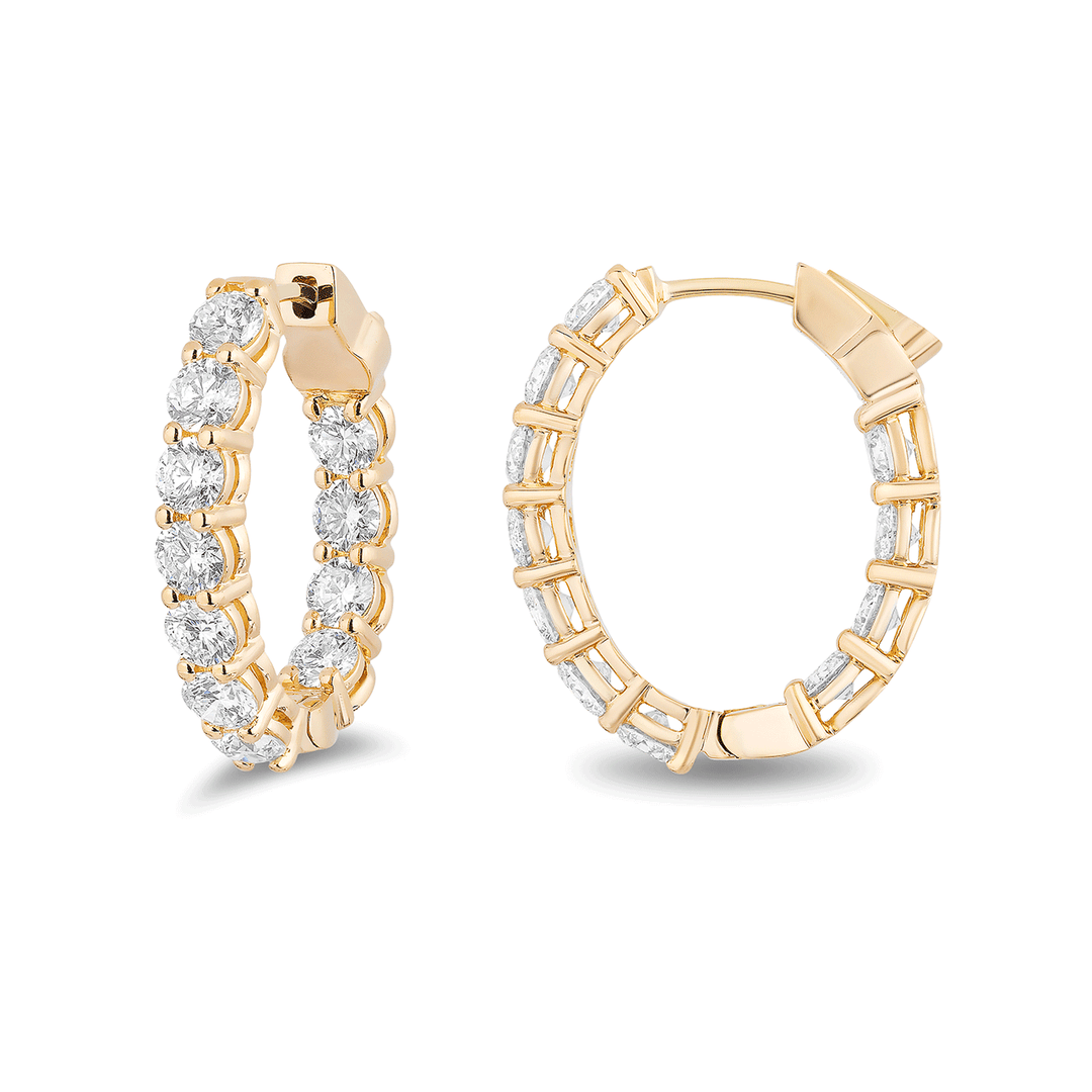 Classic 18k Gold 4.51 Total Weight Diamond In Out Hoops