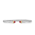 David Yurman Cable Flex Bracelet Sterling Silver with 14k Yellow Gold and Rhodolite Garnet, 4mm