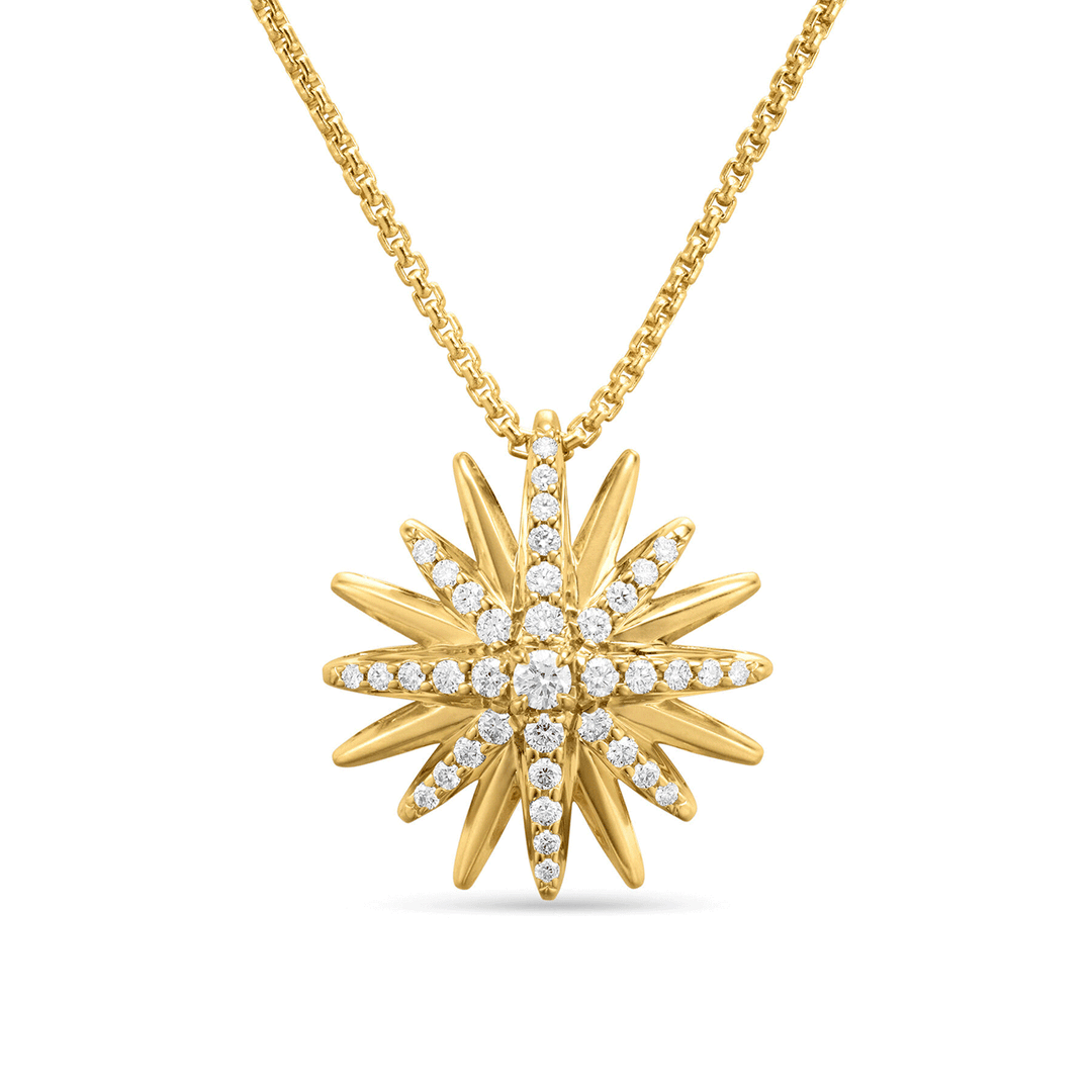 David Yurman Starburst Pendant Necklace in 18k Yellow Gold with Diamonds