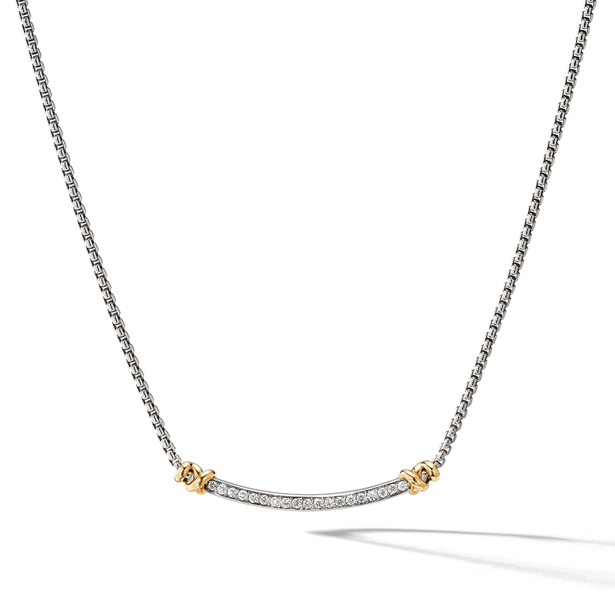 David Yurman Petite Helena Wrap Station Necklace Sterling Silver with 18k Yellow Gold and Diamonds, 29mm