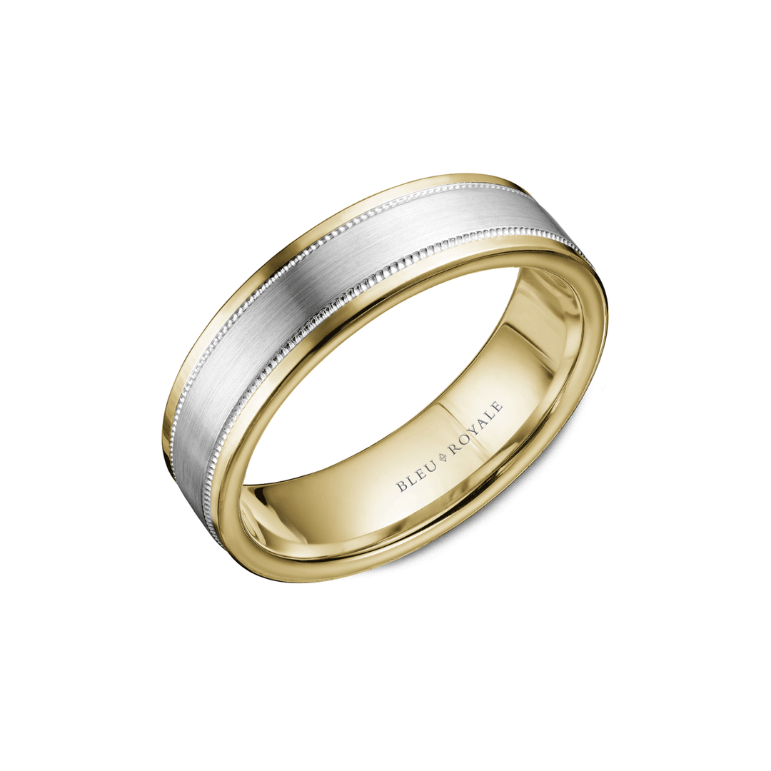 18k Gold Two Tone 7mm Wedding Band