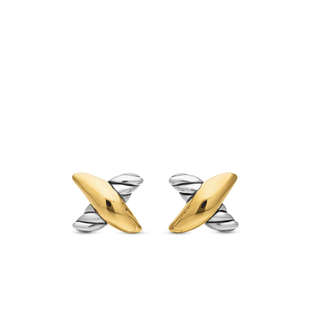 David Yurman Petite X Stud Earrings with 18k Yellow Gold