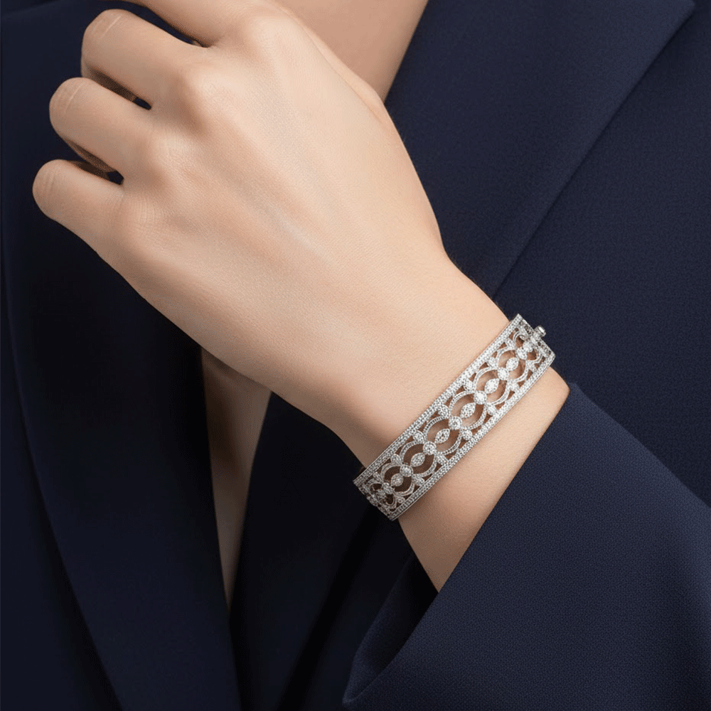 Hamilton Heritage Collection 18k Wide 12mm Diamond 1.52 Total Weight Bangle
