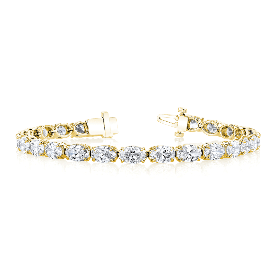 18k Yellow Gold and Oval Diamond 8.67 Total Weight Line Bracelet