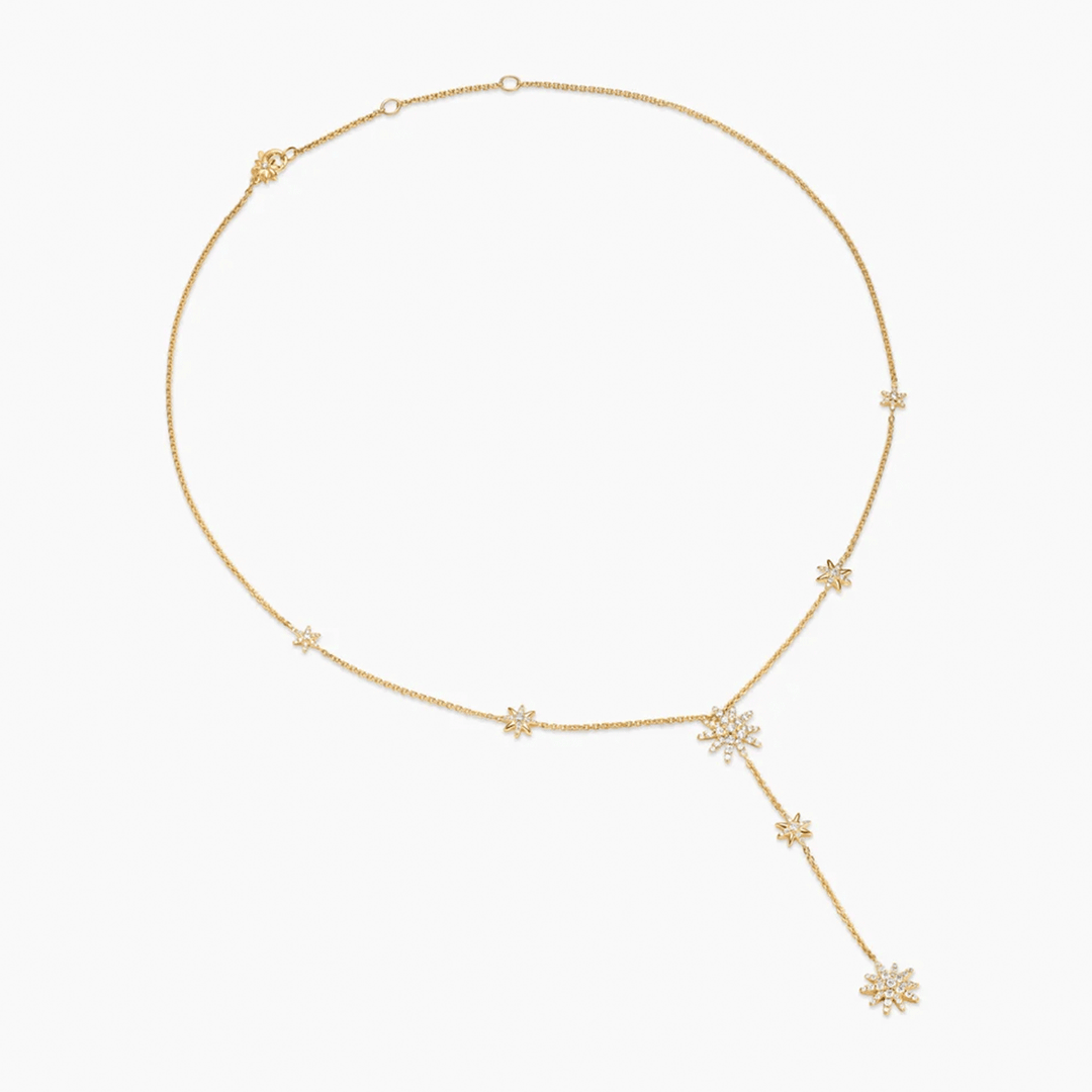 David Yurman Starburst Y Necklace 18k Yellow Gold with Diamonds, 76.7mm