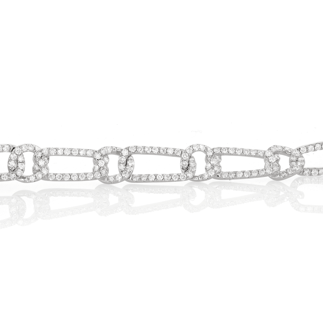 18k White Gold and 4.35 Total Weight Diamond Link Bracelet