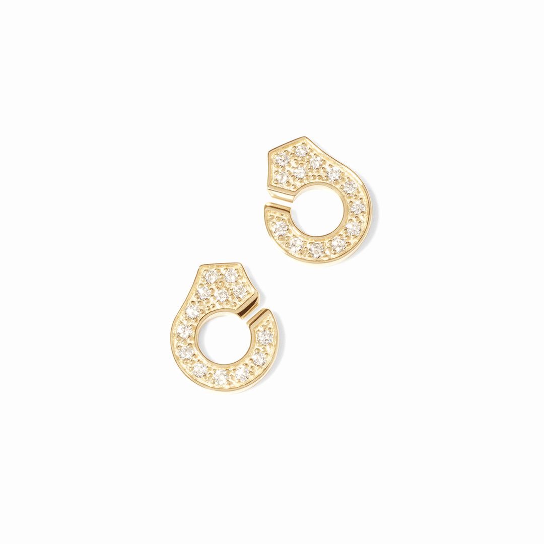 Dinh Van Menottes 18k Yellow Gold and Diamond Earrings
