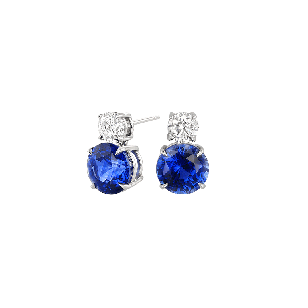 Platinum and Sapphire 10.83 Total Weight Earrings