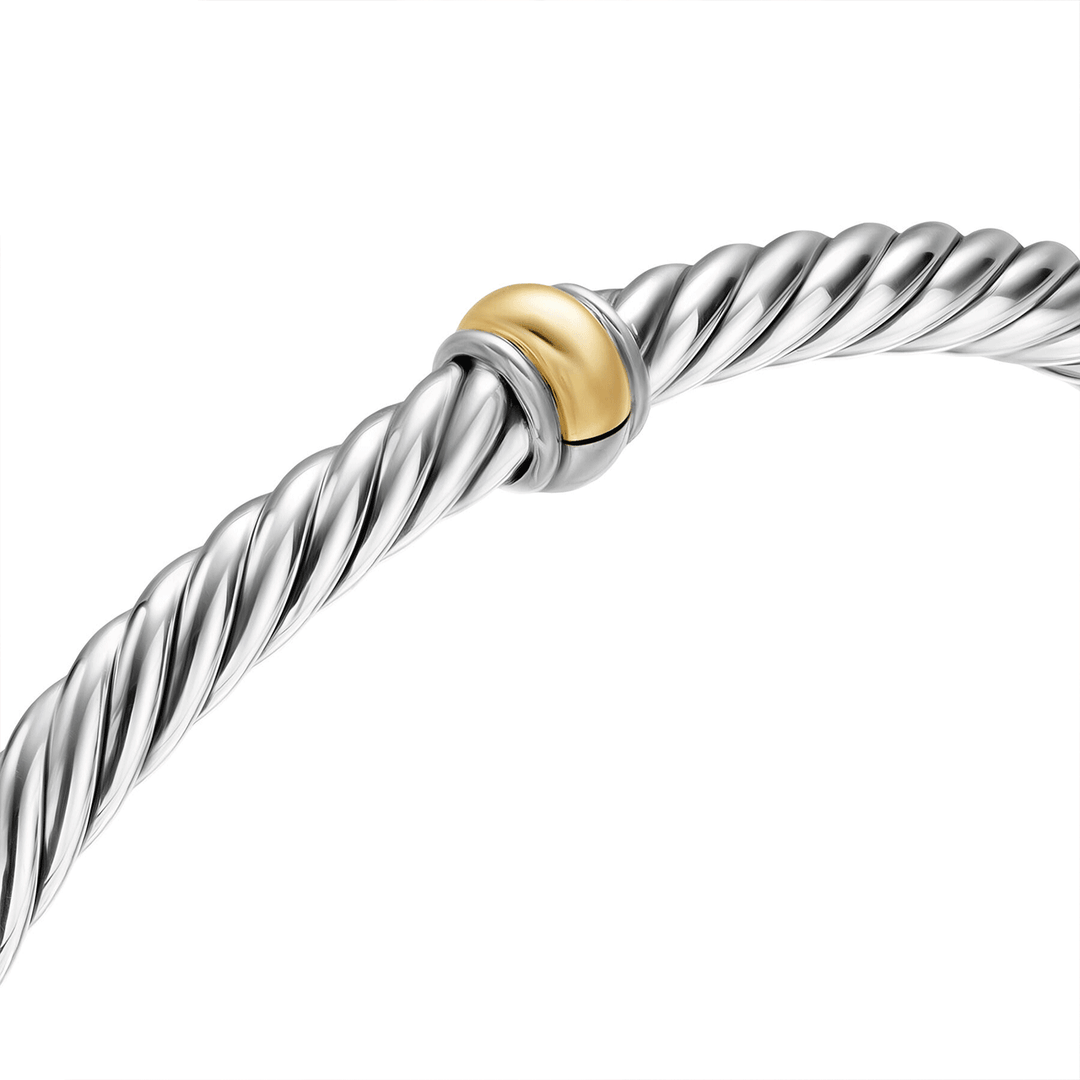 David Yurman Cable Flex® Station Bracelet Sterling Silver with 14k Yellow Gold, 4mm