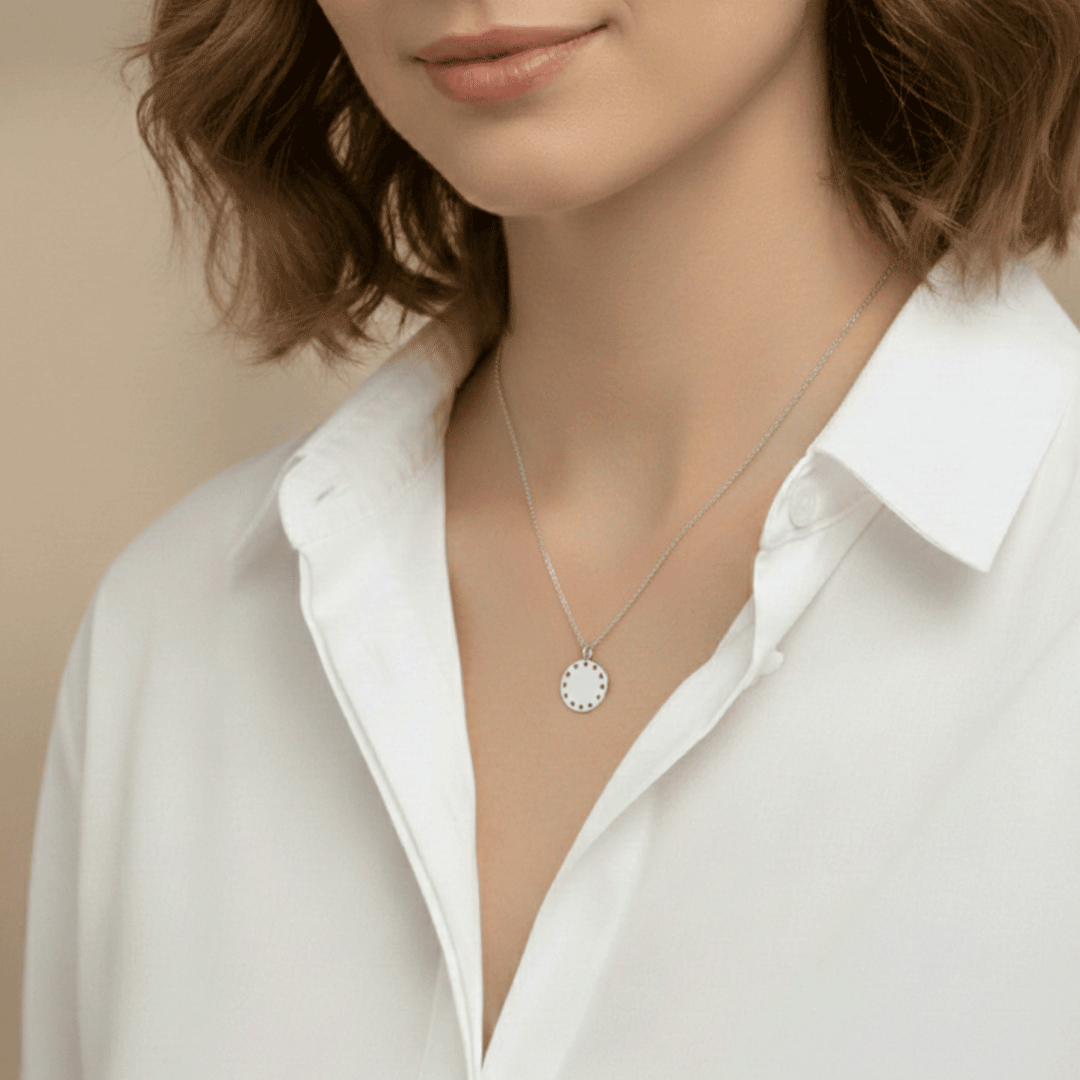 14k White Gold and Diamond .14 Total Weight Disc Charm