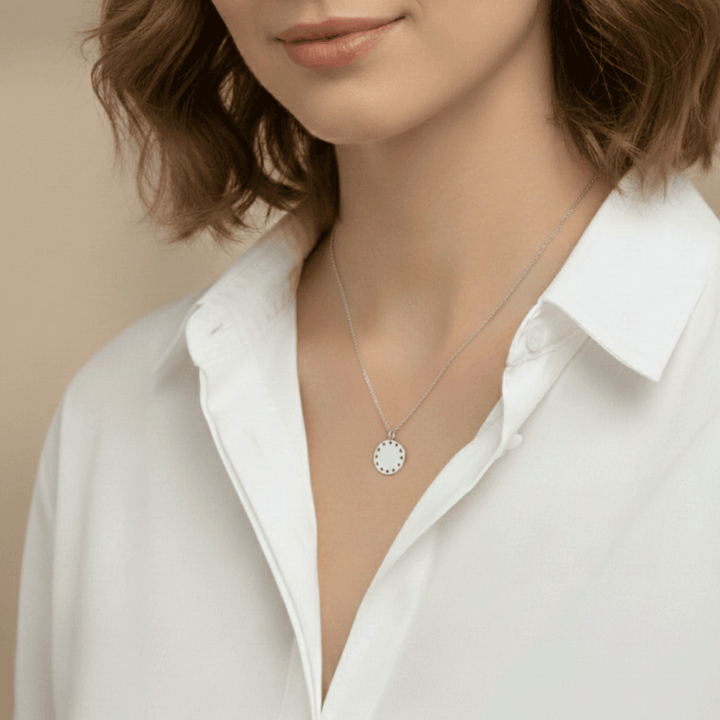 14k White Gold and Diamond .14 Total Weight Disc Charm