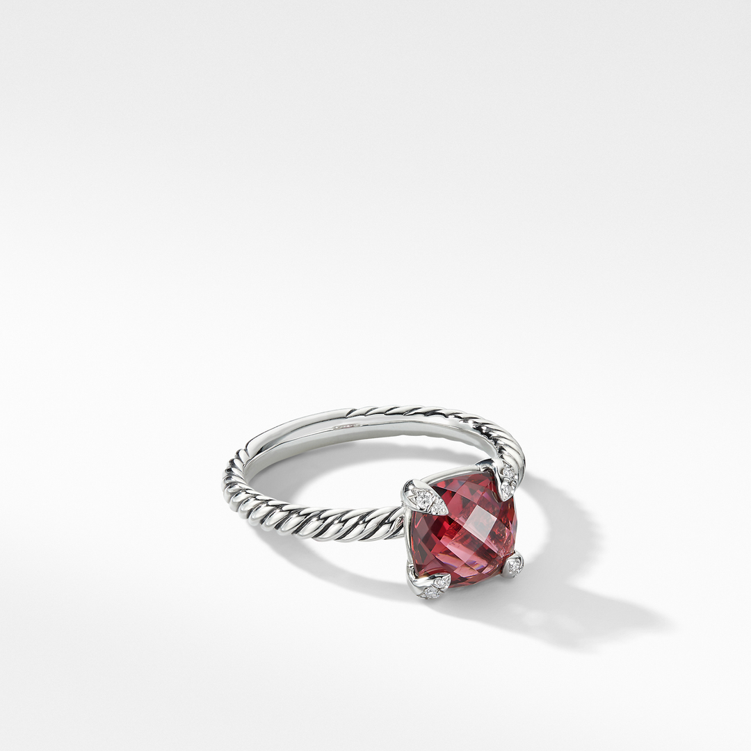 David Yurman Chatelaine Ring with Rhodolite Garnet and Diamonds