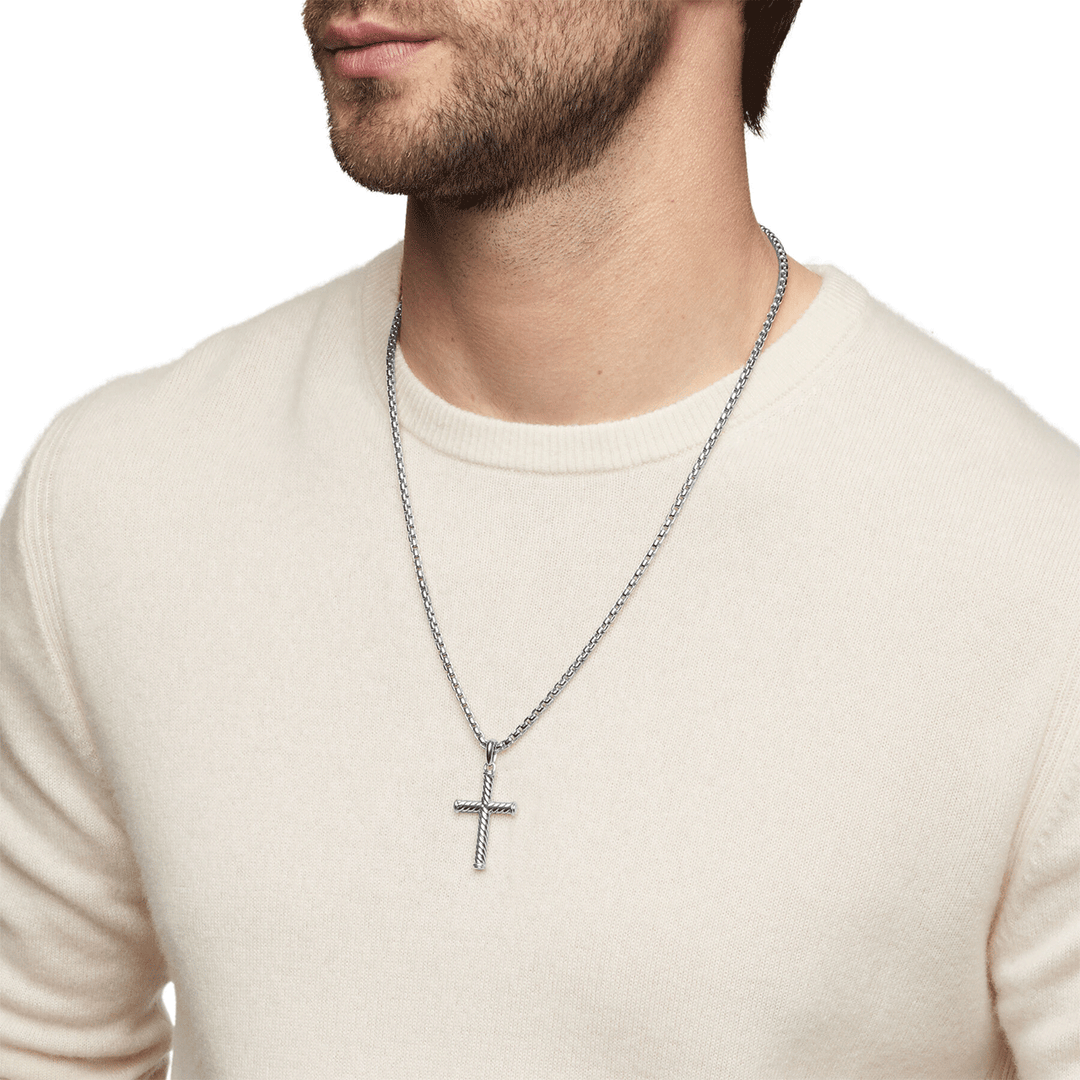 David Yurman Cable Cross Pendant Sterling Silver, 35mm
