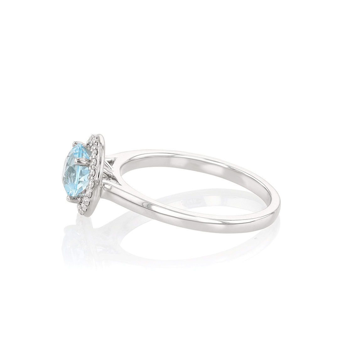 Hamilton Lisette Collection 14k White Gold and 1.30 Total Weight Blue Topaz Diamond Ring