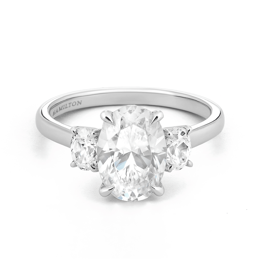 Platinum Three Stone Cushion Diamonds Engagement Ring Mounting