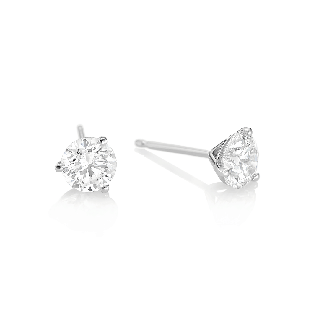 Classic 18k Gold and 2.00 Total Weight Diamond Studs