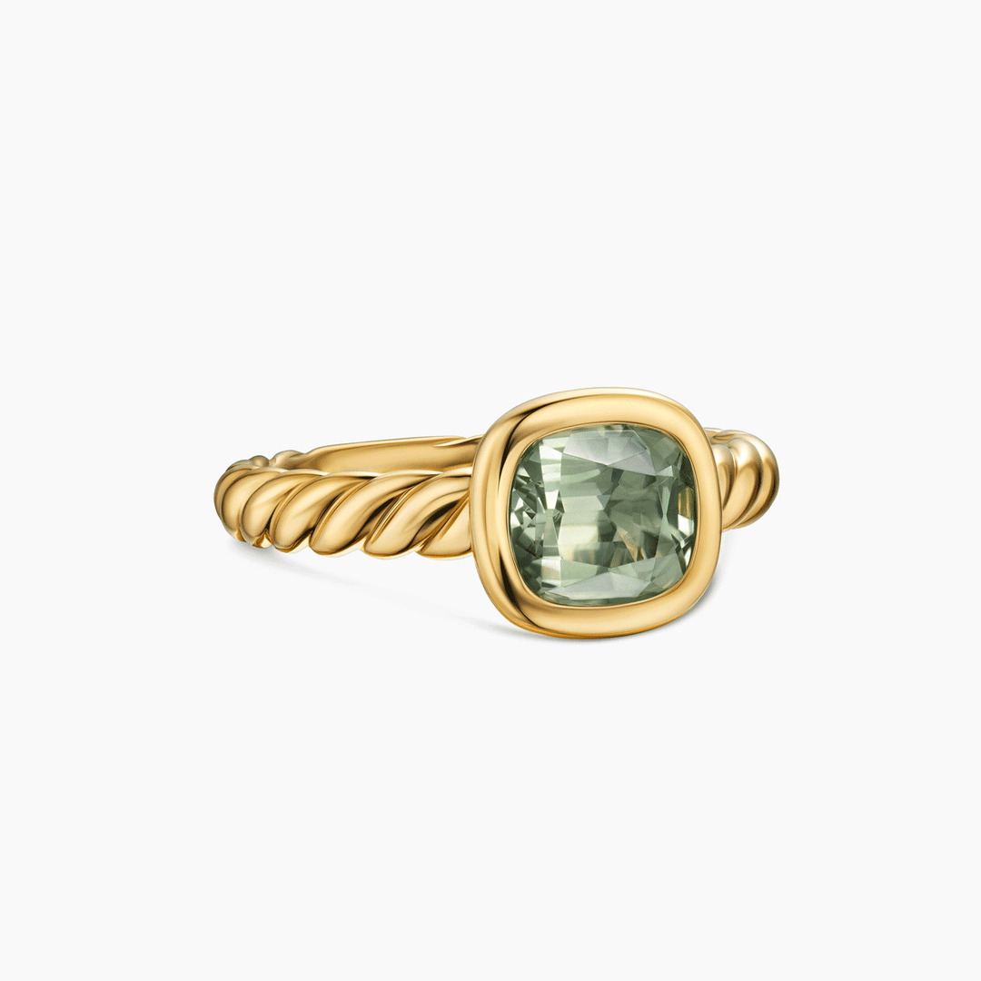 David Yurman Mercer Stone Ring 18k Yellow Gold with Prasiolite, 7mm