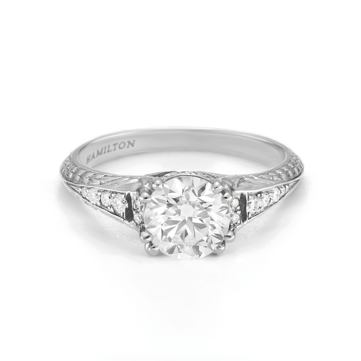 Hamilton 1912 Collection 18k White Gold and 0.09 Total Weight Diamond Engagement Mounting Ring