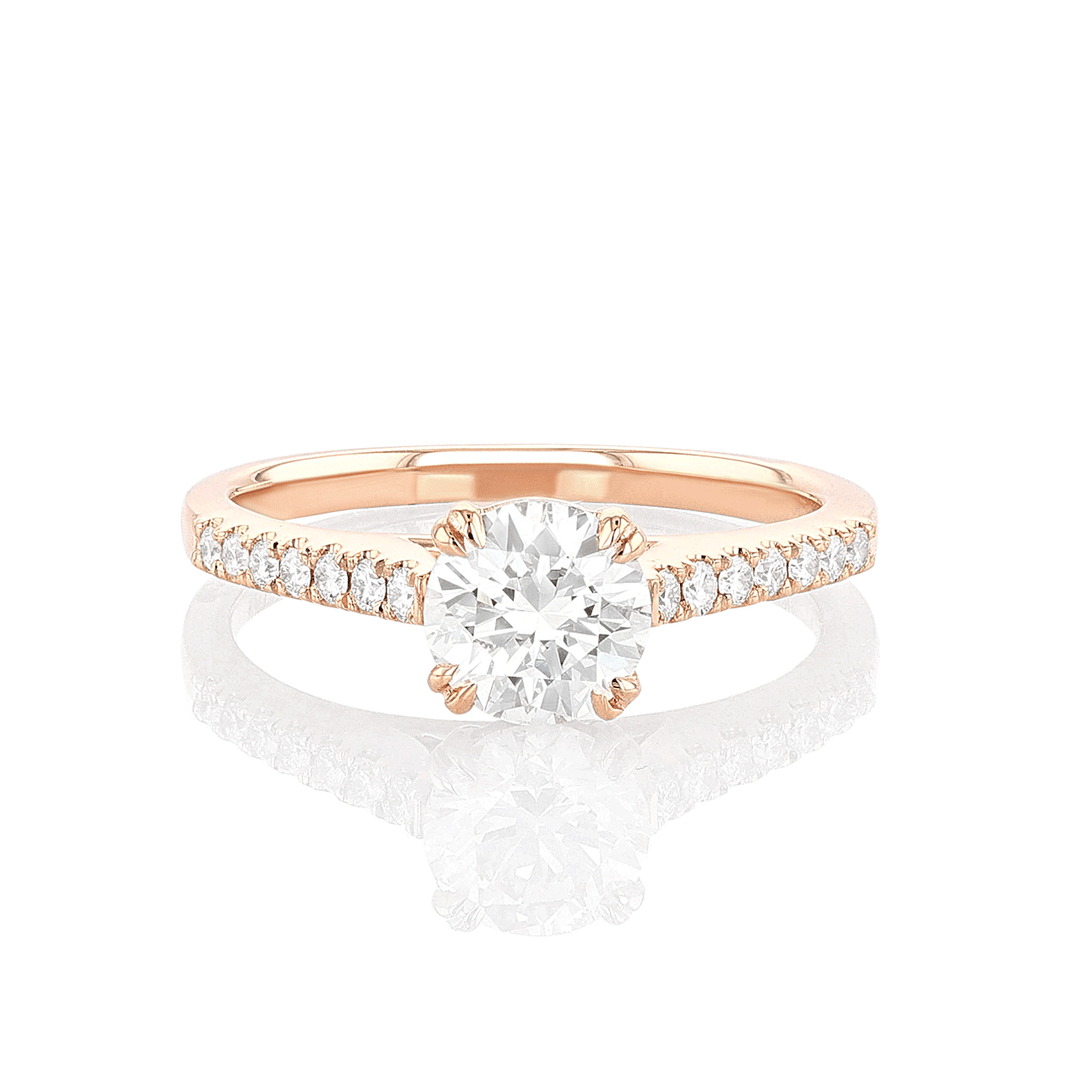 Hamilton Cherish Collection 18k Rose Gold and 1.04 Total Weight Diamond Micro Prong Engagement Ring