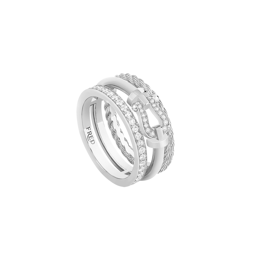 FRED Force 10 Rise 18k White Gold and Diamond Ring