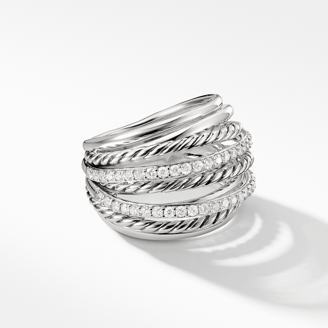 David Yurman The Crossover Collection X Dome Ring with Diamonds